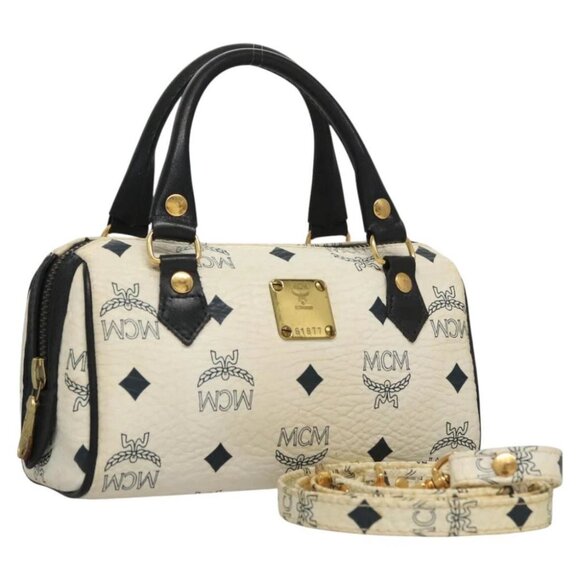 MCM Vicetos Logogram Hand Bag PVC Leather White - Picture 1 of 16